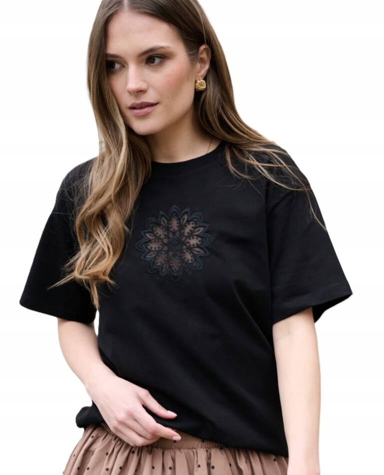 Lemonada Tričko Halenka s krajkou a květem Černá Uni New
