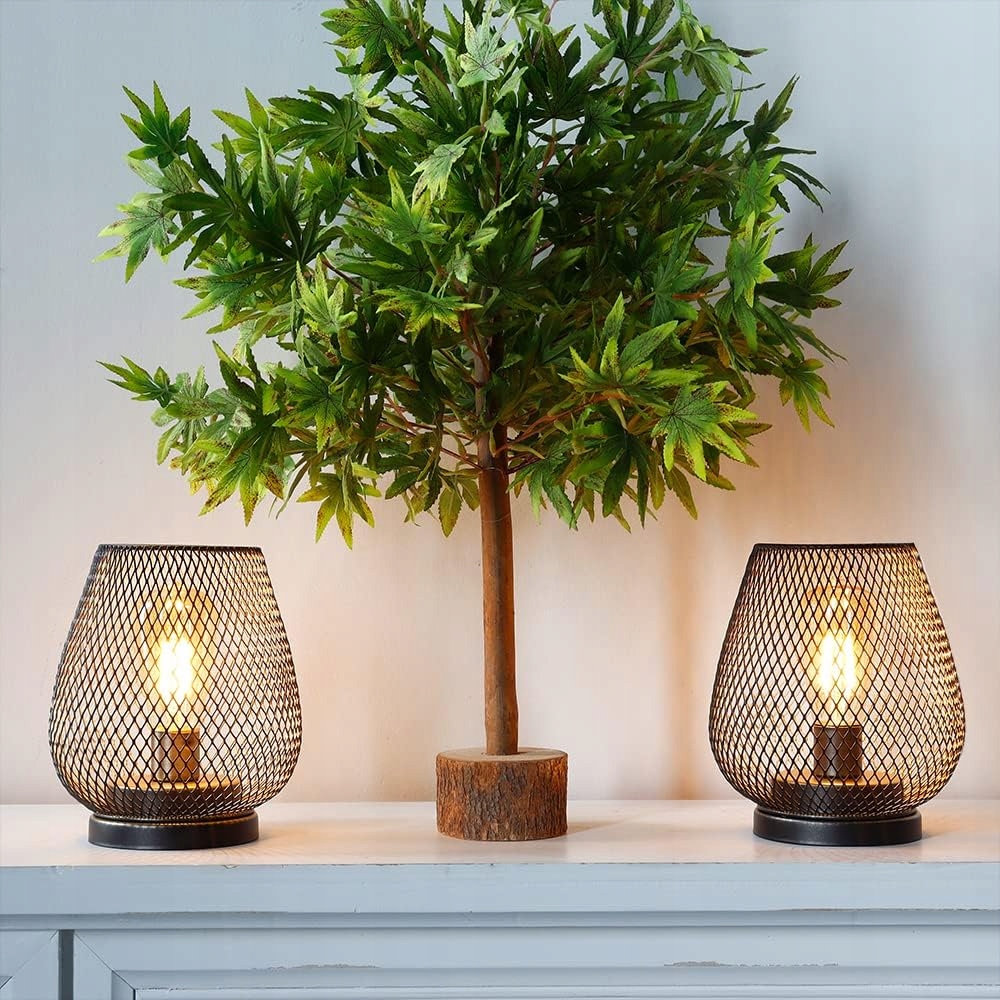 2X LAMPA LED Z METALOWĄ KLATKĄ, 17 CM, ZASILANA BATERIĄ, IDEALNA NA PATIO Styl nowoczesny