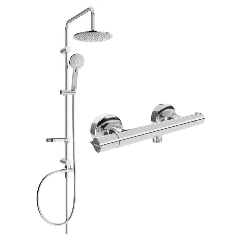 Mexen Carl stenová sprchová súprava s dažďovými tryskami a batériou Slim