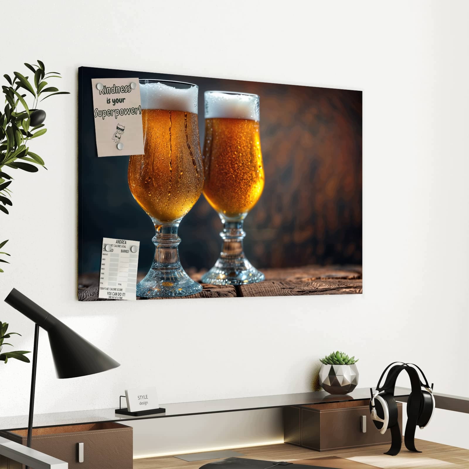 Magnetická tabule Dva Půllitry do piva Dřevo 60 × 40 cm