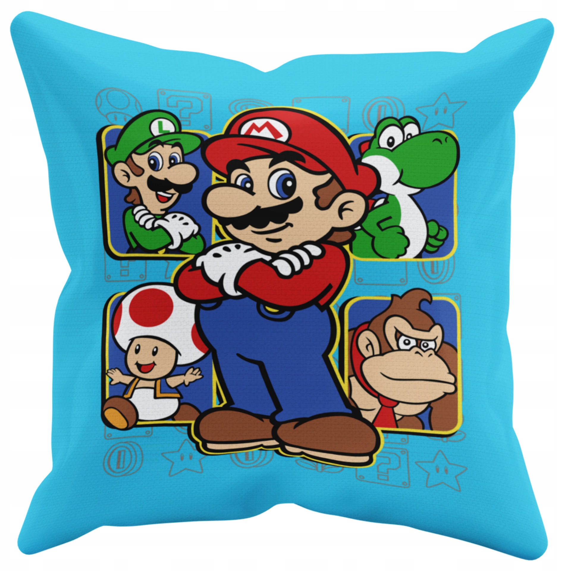 POSZEWKA NA PODUSZKĘ JAŚKA DO PRZEDSZKOLA MARIO LUIGI + IMIĘ GRATIS Kolor dominujący odcienie niebieskiego