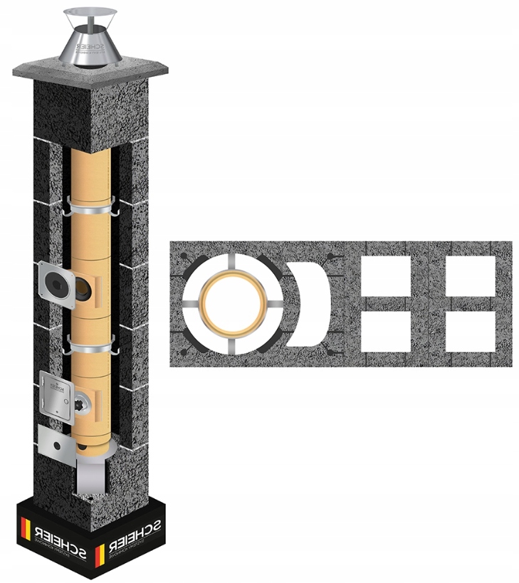 Keramický systémový komín Turbo 6 m fi 100 plyn olej systém KW+W2+W2 36x97 cm