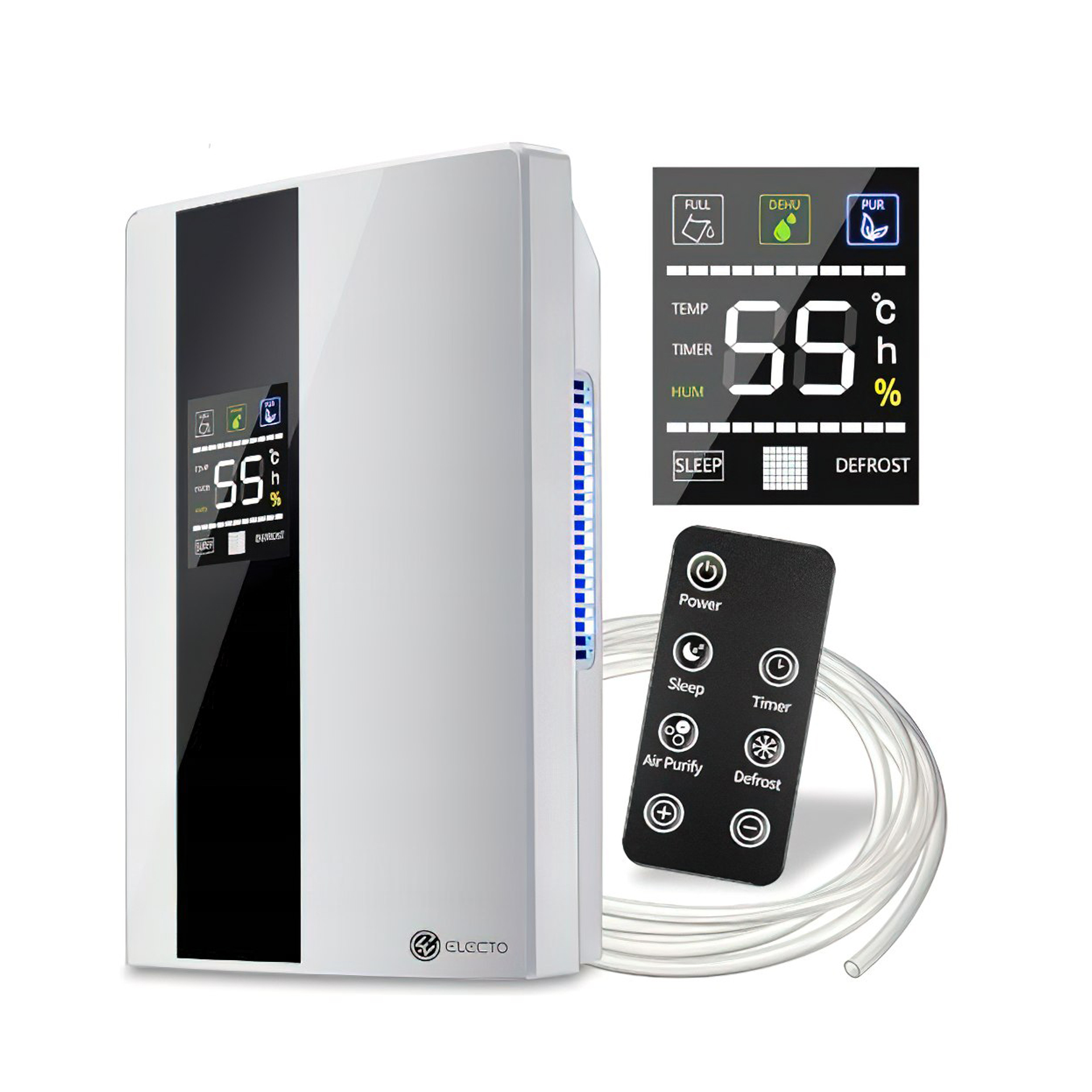 Osuszacz Powietrza Biały 65W 2000ml 270ml/24h LCD Pilot Kraft&Dele, Kraft&d