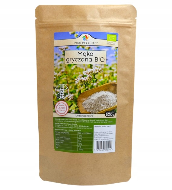 Levně 4x Pohanková mouka celozrnná bezlepková Bio 500 g Pięć Przemian