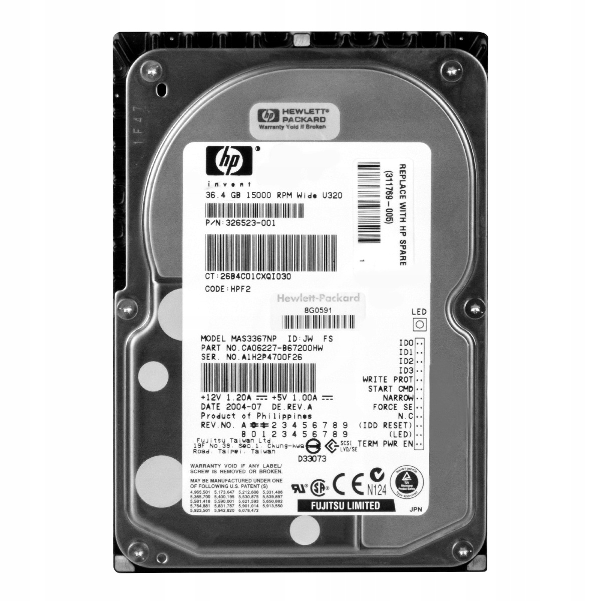 Hp 326523-001 36GB 15K 8MB Scsi U320 3.5'' MAS3367NP