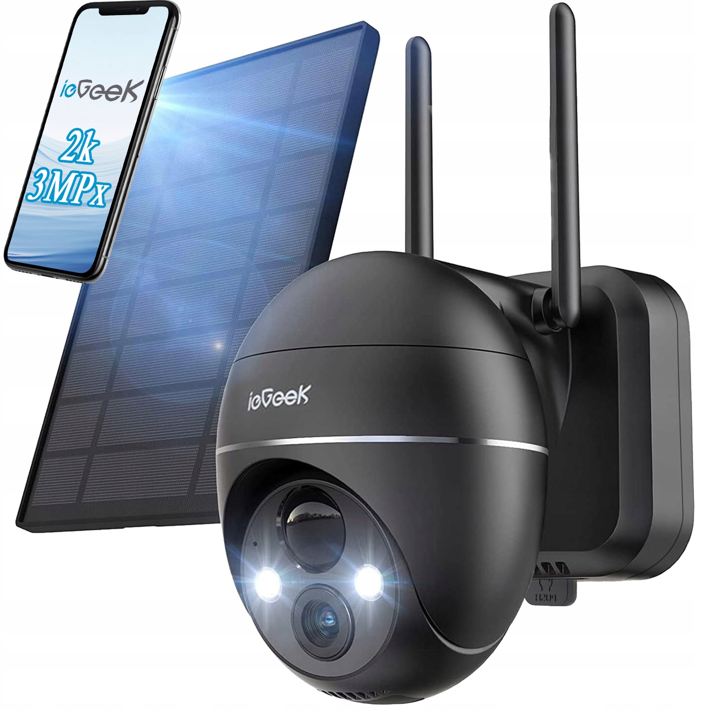 2K Kamera Solarna Zewnętrzna Wifi Obrotowa Ip 3MPX Full Hd 4X Zoom 9000MAH