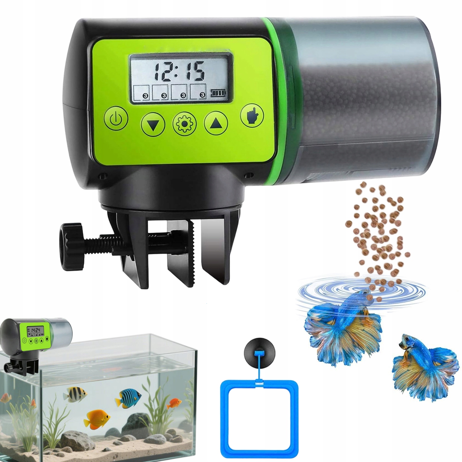 Levně Automatické Krmítko Na Ryby 200 ML 4 Cykly Zničené 360° Otáčení LCD