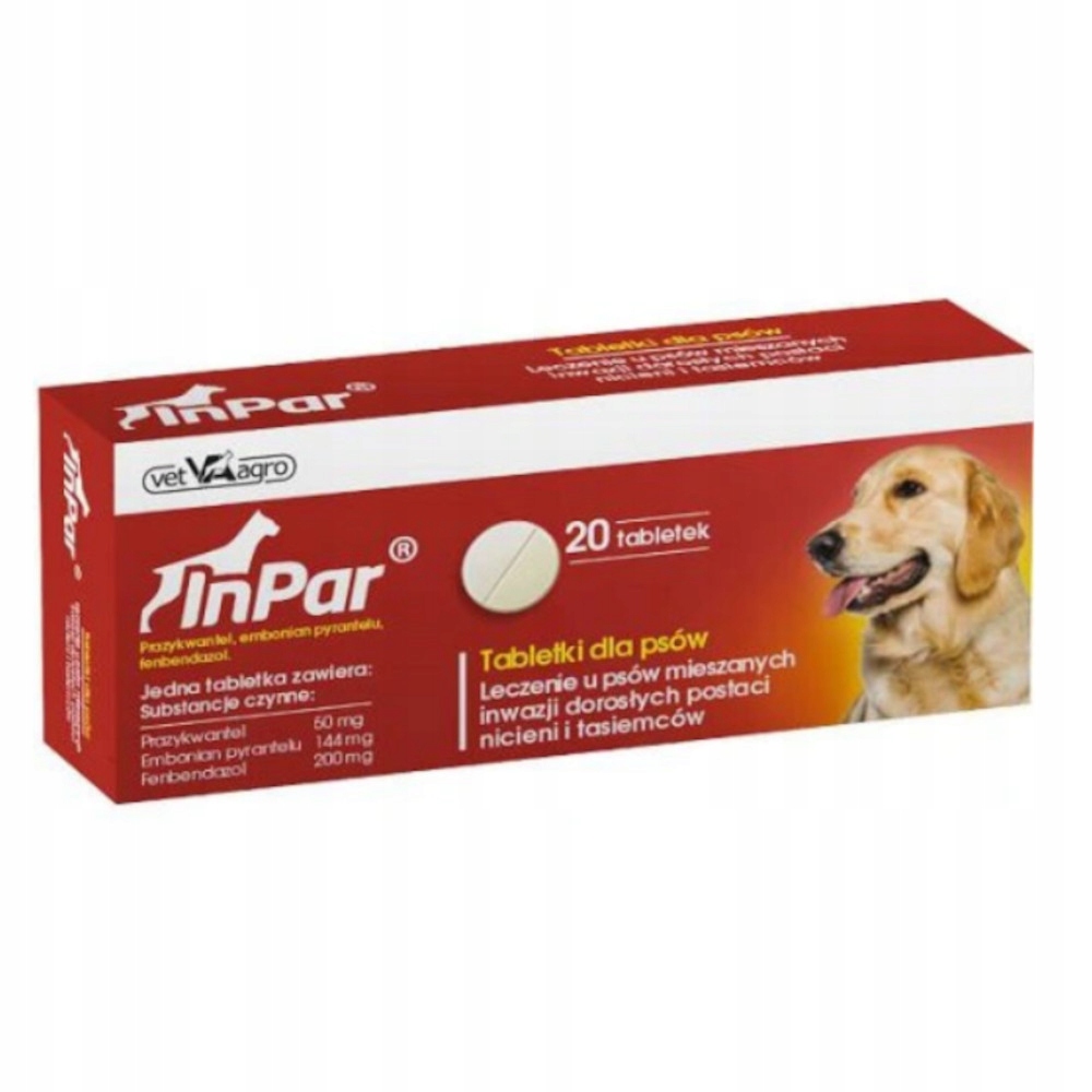 Tabletki na robaki odrobaczenie psa Inpar 20 tabletek