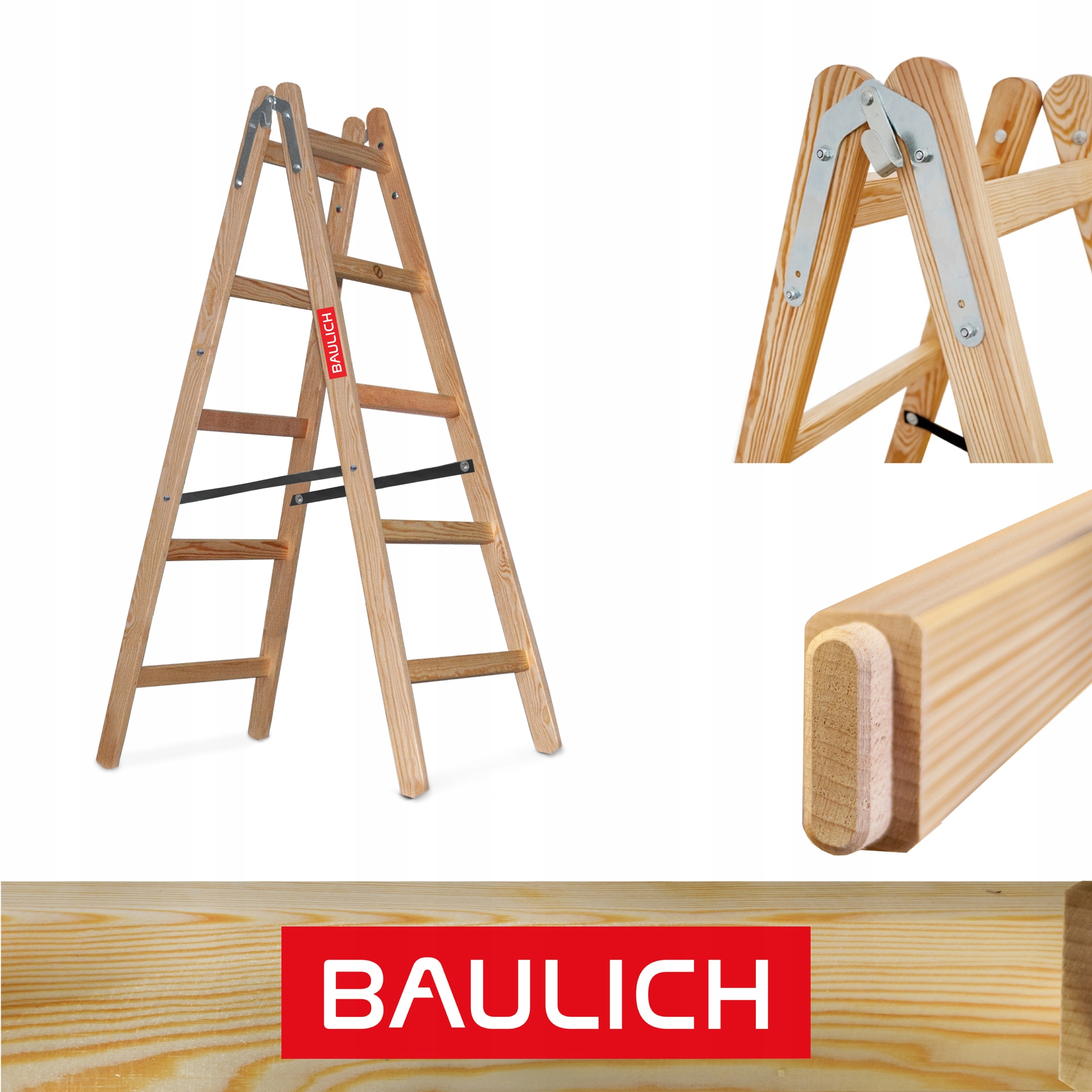 Drevený rebrík 2x5 maliarsky obojstranný rozkladací Baulich