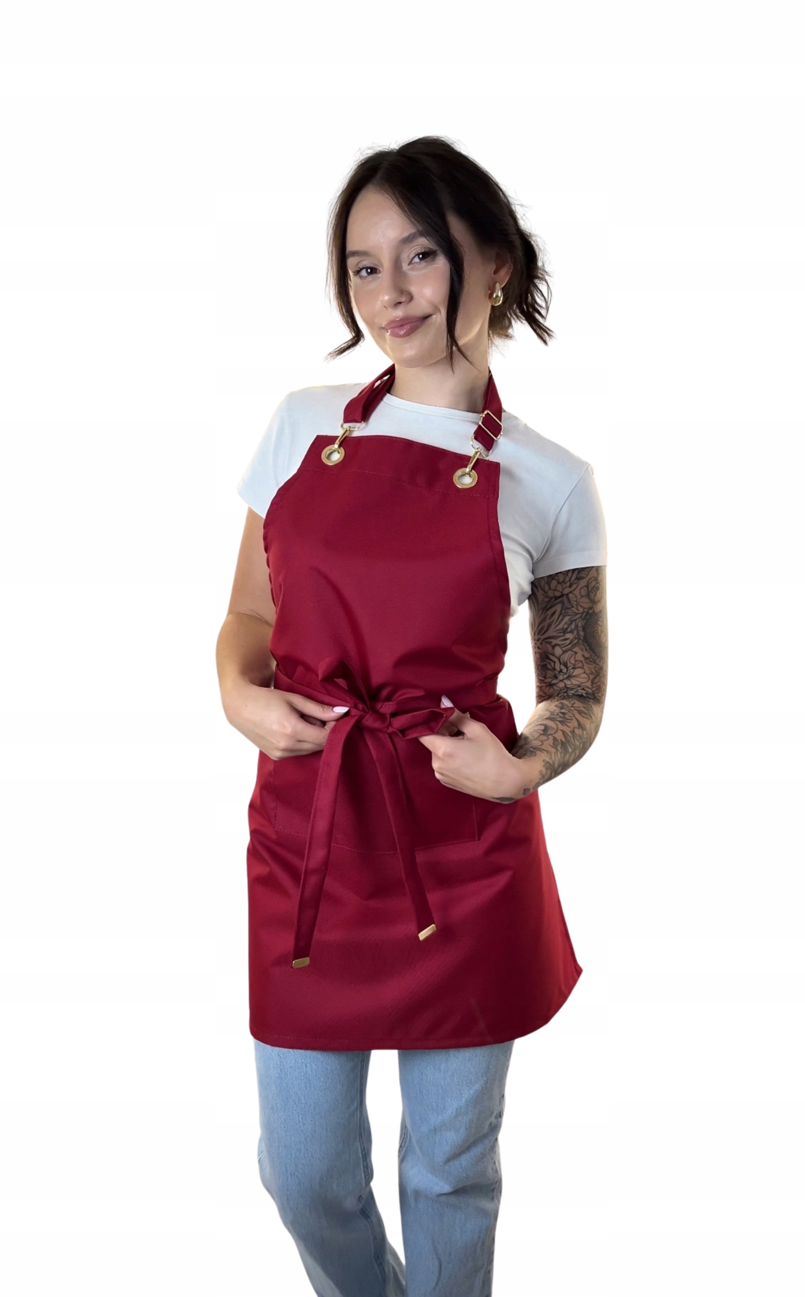 Ochranná kosmetická kadeřnická zástěra voděodolná -Červená -Bordová