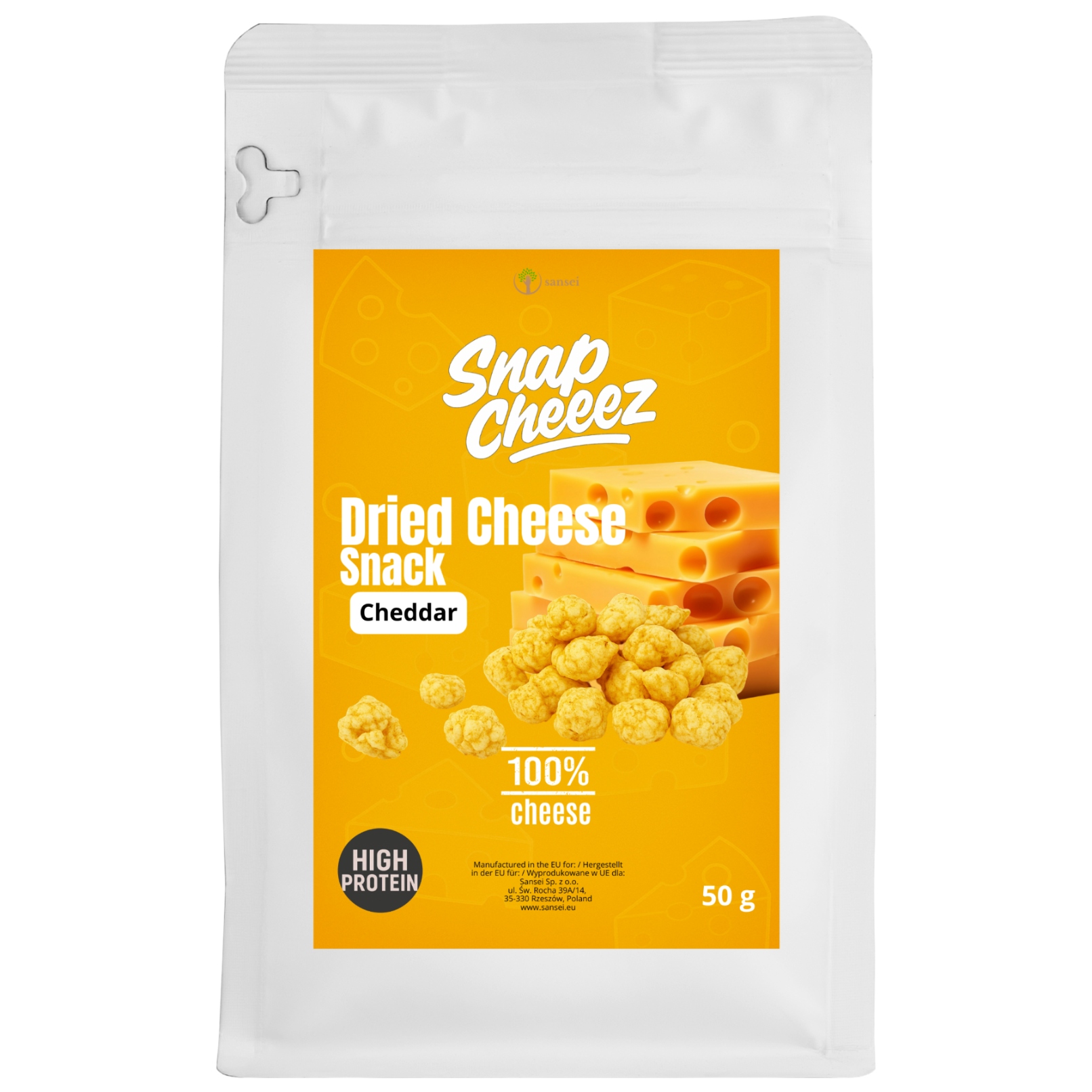 Levně 4x Snapcheez sušený sýr cheddar 50g svačinka chipsy proteinové Keto Sansei