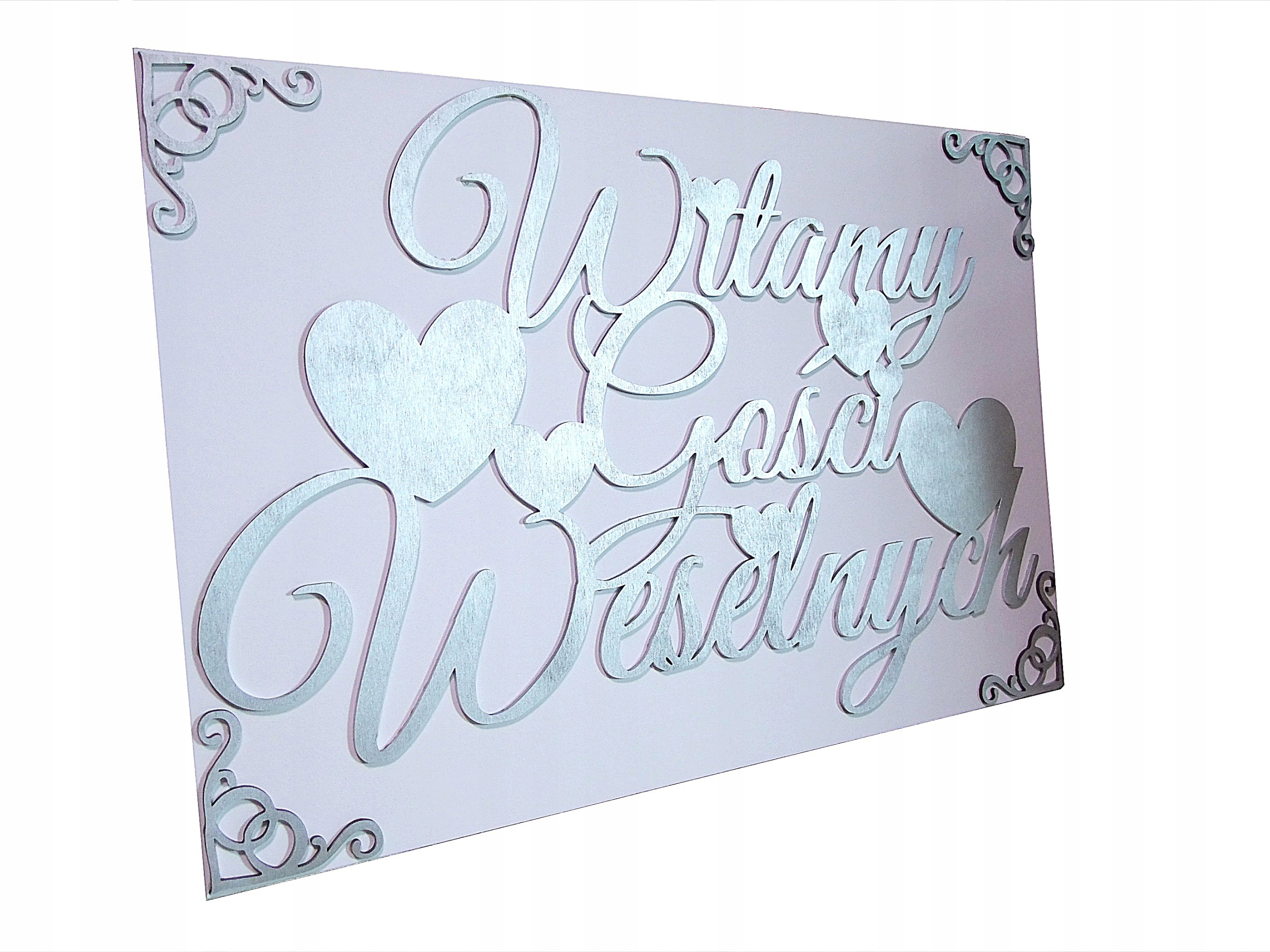 Biała Tablica Srebrne Napis Witamy Gości Weselnych