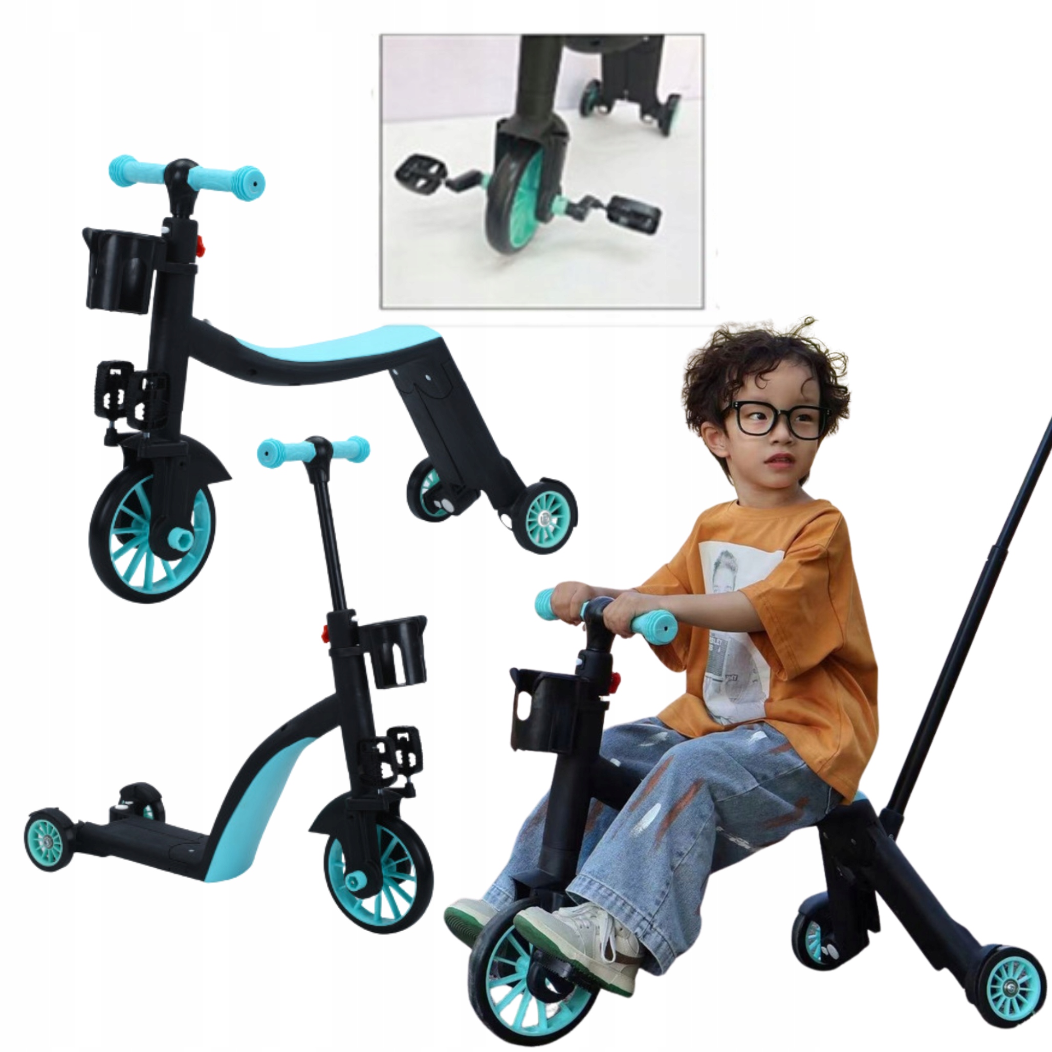 Hulajnoga balansowa Rowerek trójkolowy Biegowy Jeździk Pchacz 8W1