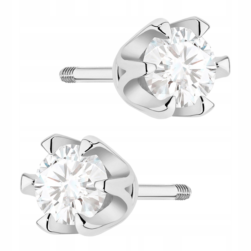 Złote Kolczyki na Sztyft pr 585 14k Klasyczne z Brylantami 0,50ct Pudełko