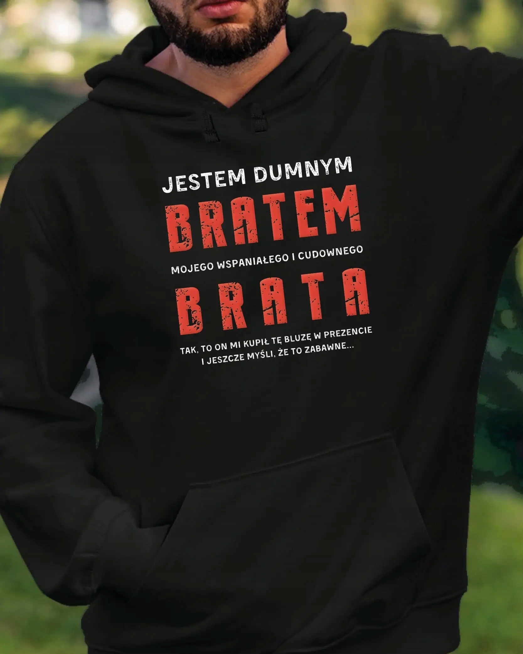 Mikina s kapucí Dárek pro bratra od bratra Zábavný Vtipný Černý L