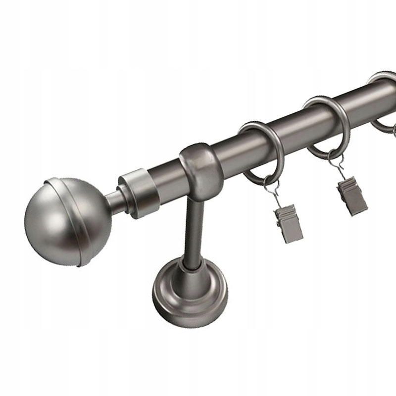 

Srebrny karnisz 260 cm na firankę z żabkami 19 mm