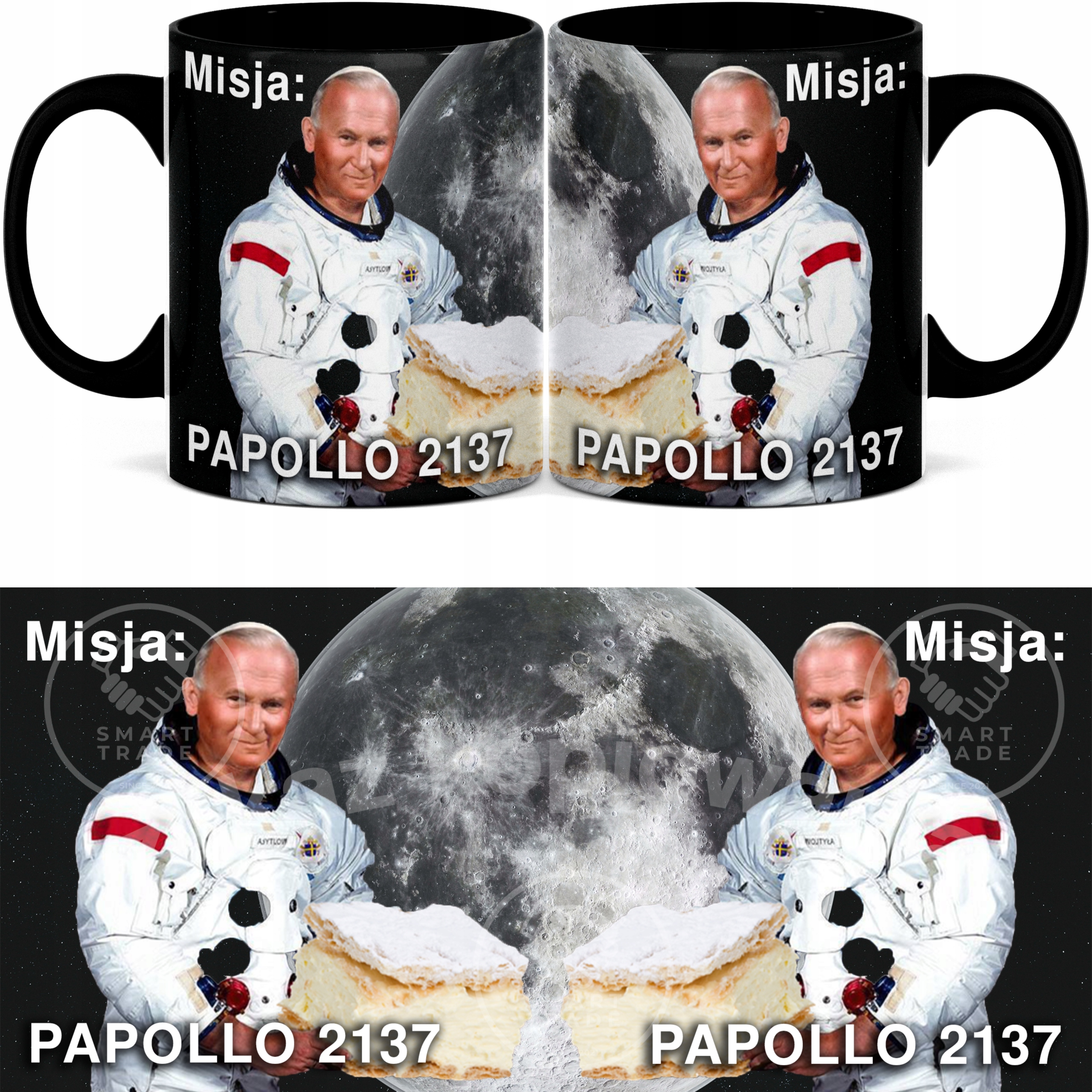 ŚMIESZNY KUBEK PAPIEŻ NA KSIĘŻYCU 2137 PAPAJ MISJA Marka inna