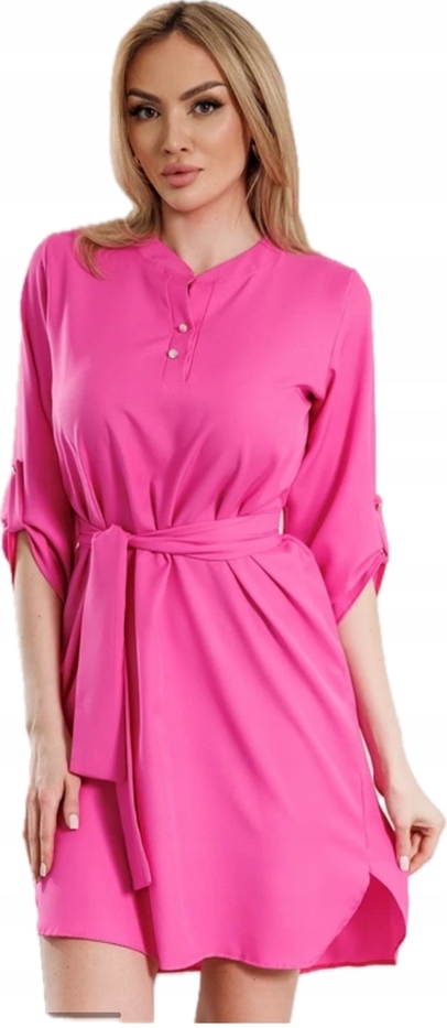 Jednoduché Šaty S Páskem 013 Fuchsiová L (40)