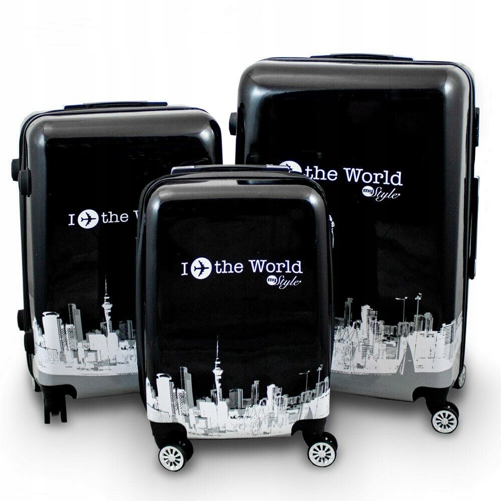 Kufry sada černé a bílé Fly the World
