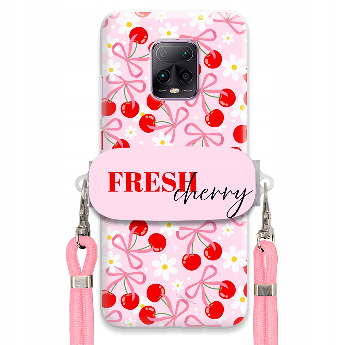 Puzdro pre Xiaomi Redmi 10X 5G Case Držiak šnúrok Ružový Fresh Cherry Kokardy