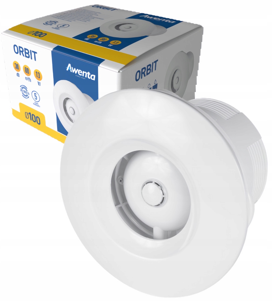 Wentylator sufitowy z wyłącznikiem czasowym Awenta Orbit fi 100 mm WXO100T