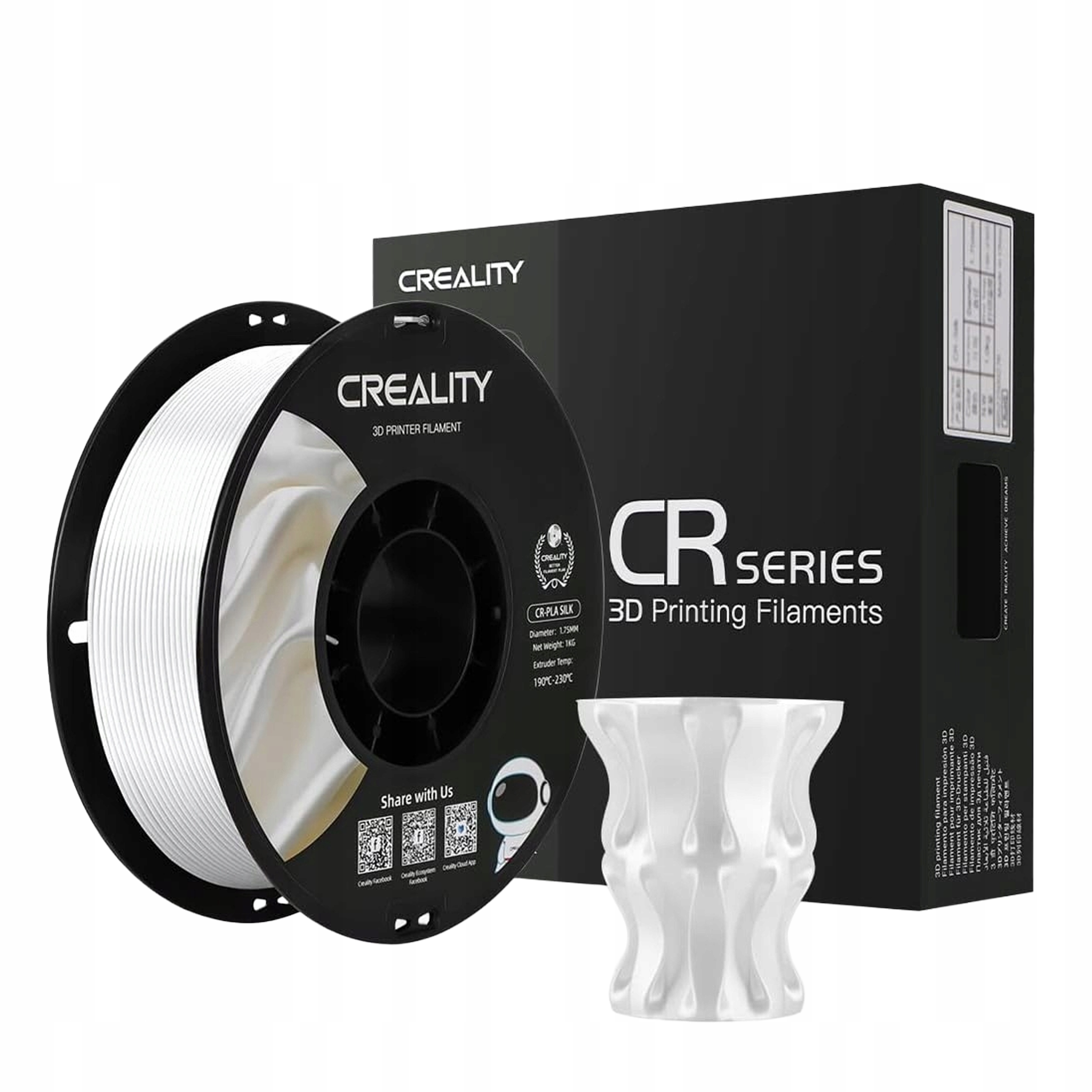 Filament Pla 1KG Do Drukarki 3D Silk 1,75mm Biały Perłowy Creality