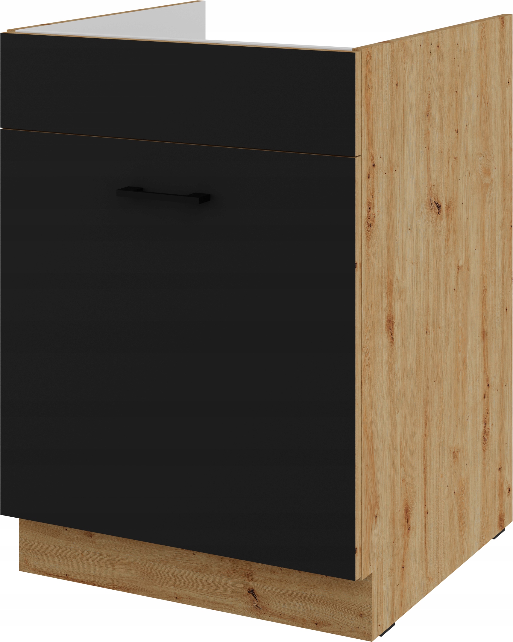Kuchyňská skříňka se zásuvkou 60 cm pro zabudování dřezu. Černá Dub Artisan