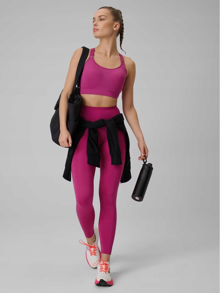 Dámské fitness legíny 4F Vysoký Stav 4FDRY Xs Růžové