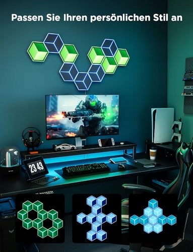 GOVEE Glide Hexagon RGBIC Lampa Ścienna LED Wi-Fi 10 Paneli Alexa Gaming — miniatura 7