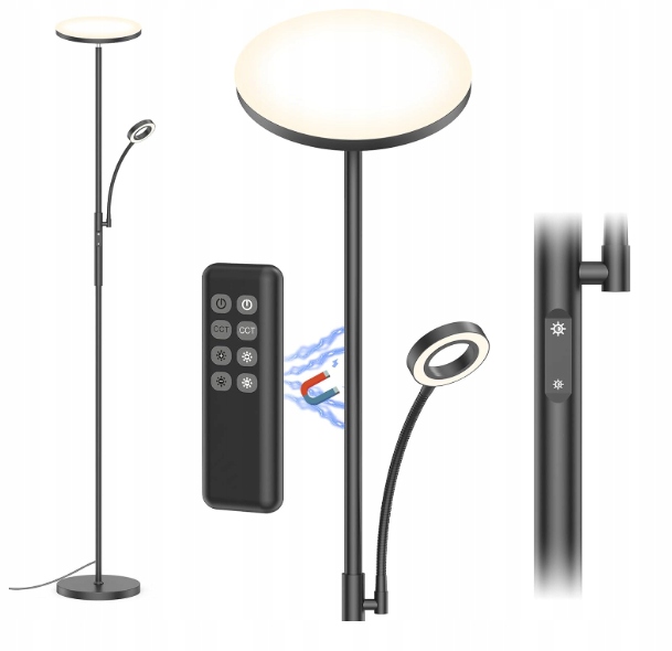 Dvojitá podlahová lampa s diaľkovým ovládaním Srebrná regulácia svetla moderná