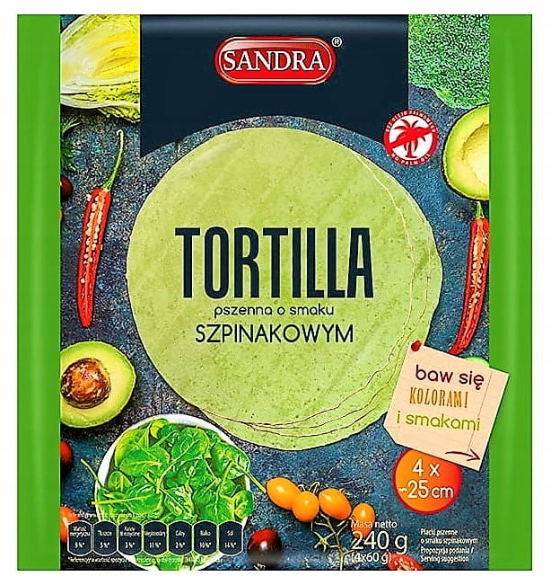 

Tortilla placki pszenne Smak szpinakowy 4x25cm