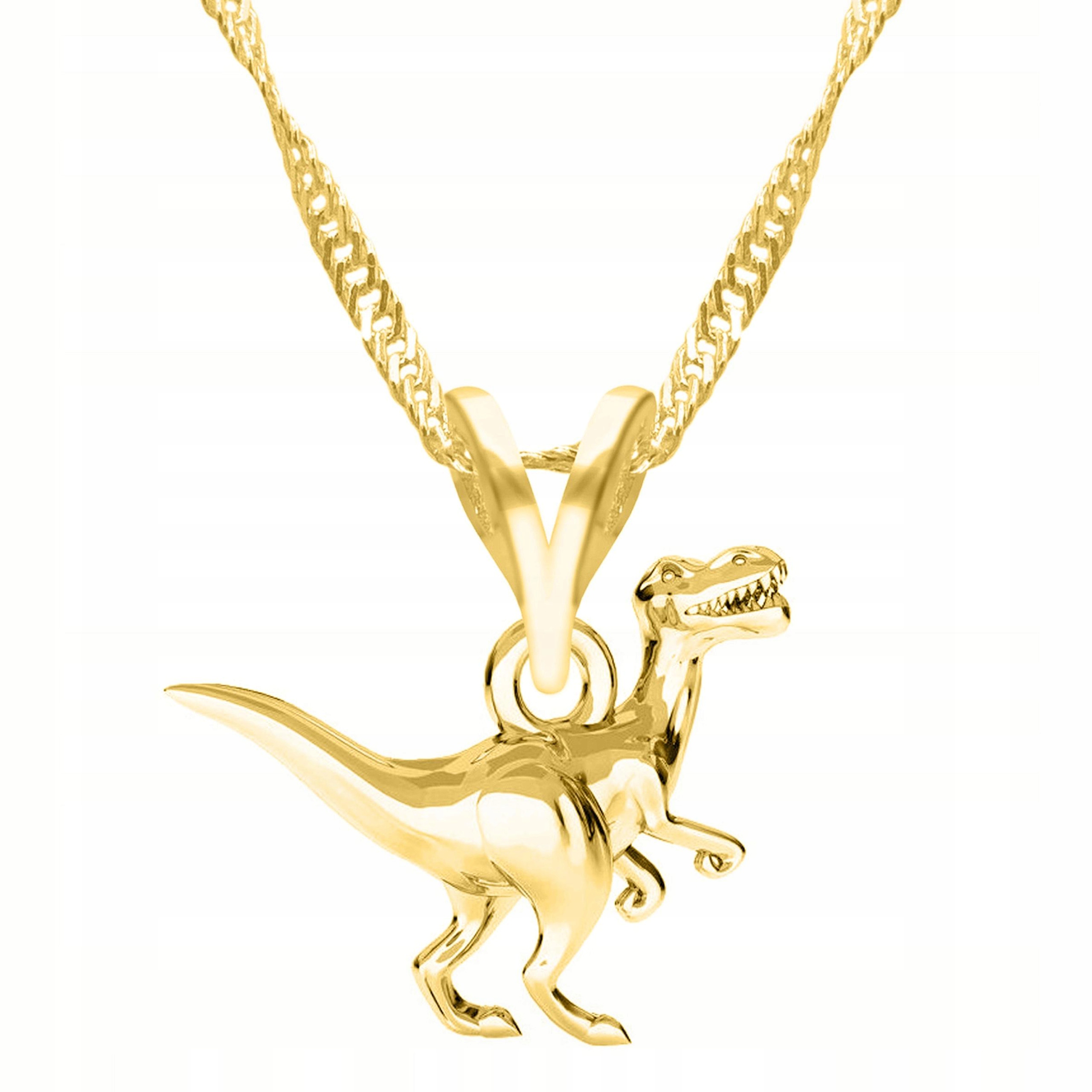 Zlatý náhrdelník Dinosaurus T-Rex Prehistorické zvíře Dino Stříbro 925