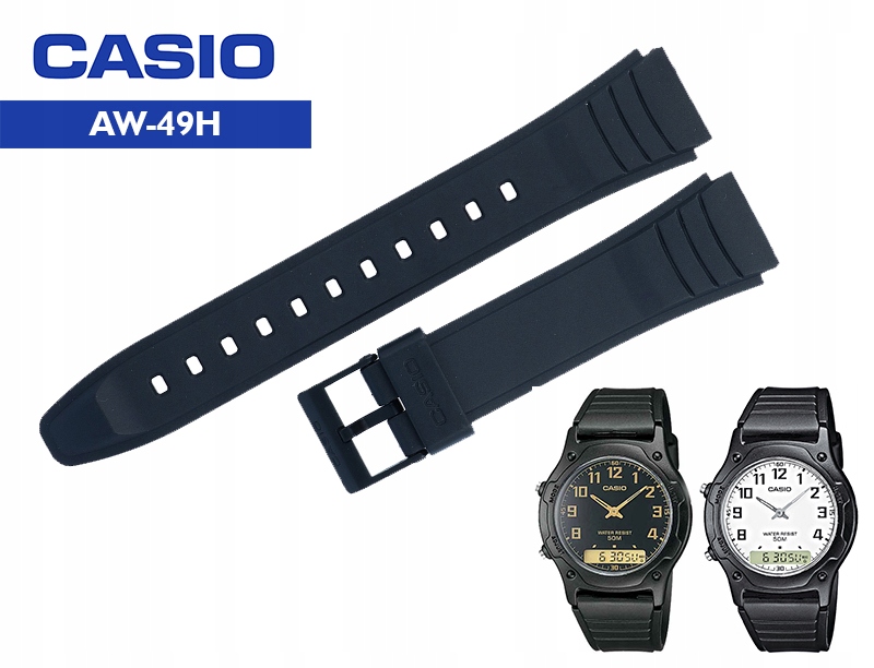 PASEK CASIO AW-49H czarny gumowy ORYGINAŁ