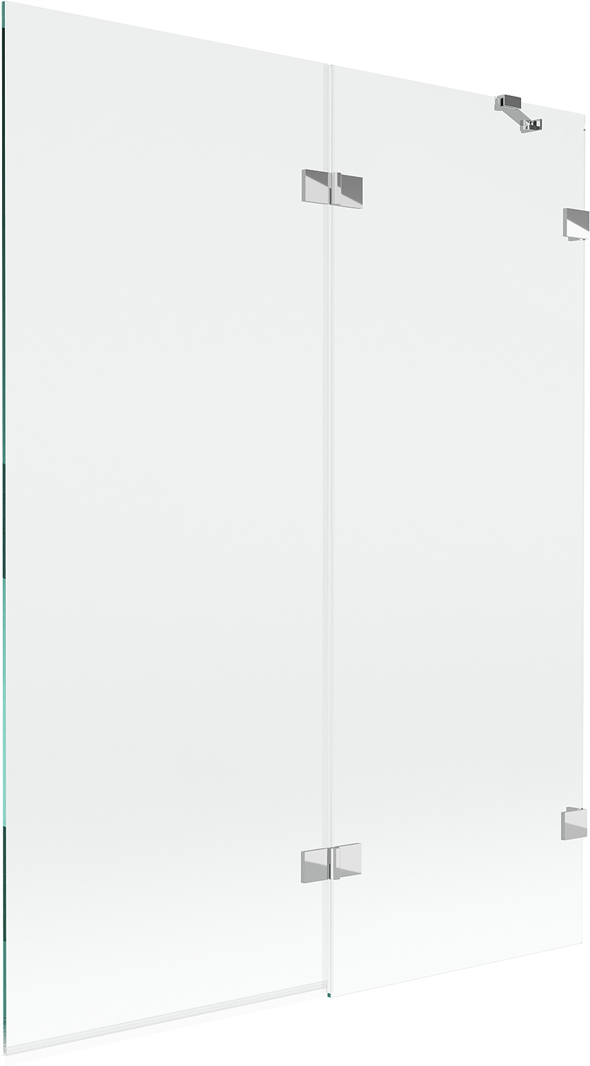 Mexen Lunar vanová paraván 2dílný pravý 130 x 150 cm, transparentní, chrom