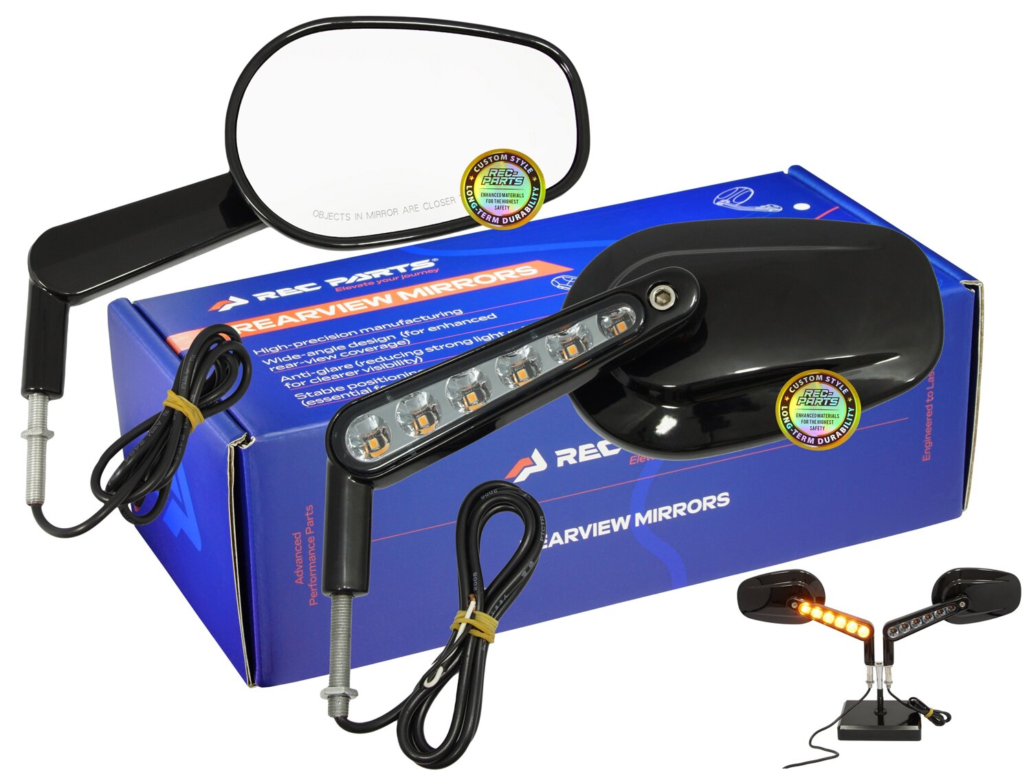 čierne zrkadlá smerovky pre Harley Touring Electra Softail 82-24