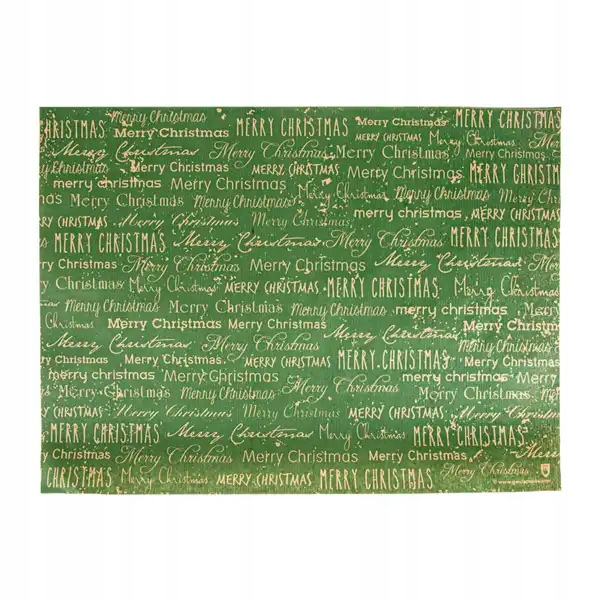 Zelené vianočné podložky na stôl „Merry Christmas“ 31x43 cm 500 ks eko