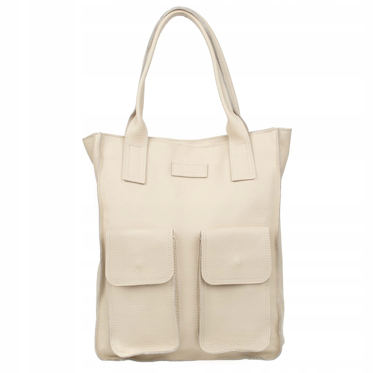 Velká nákupní kožená taška Vezze Tasca Ecru