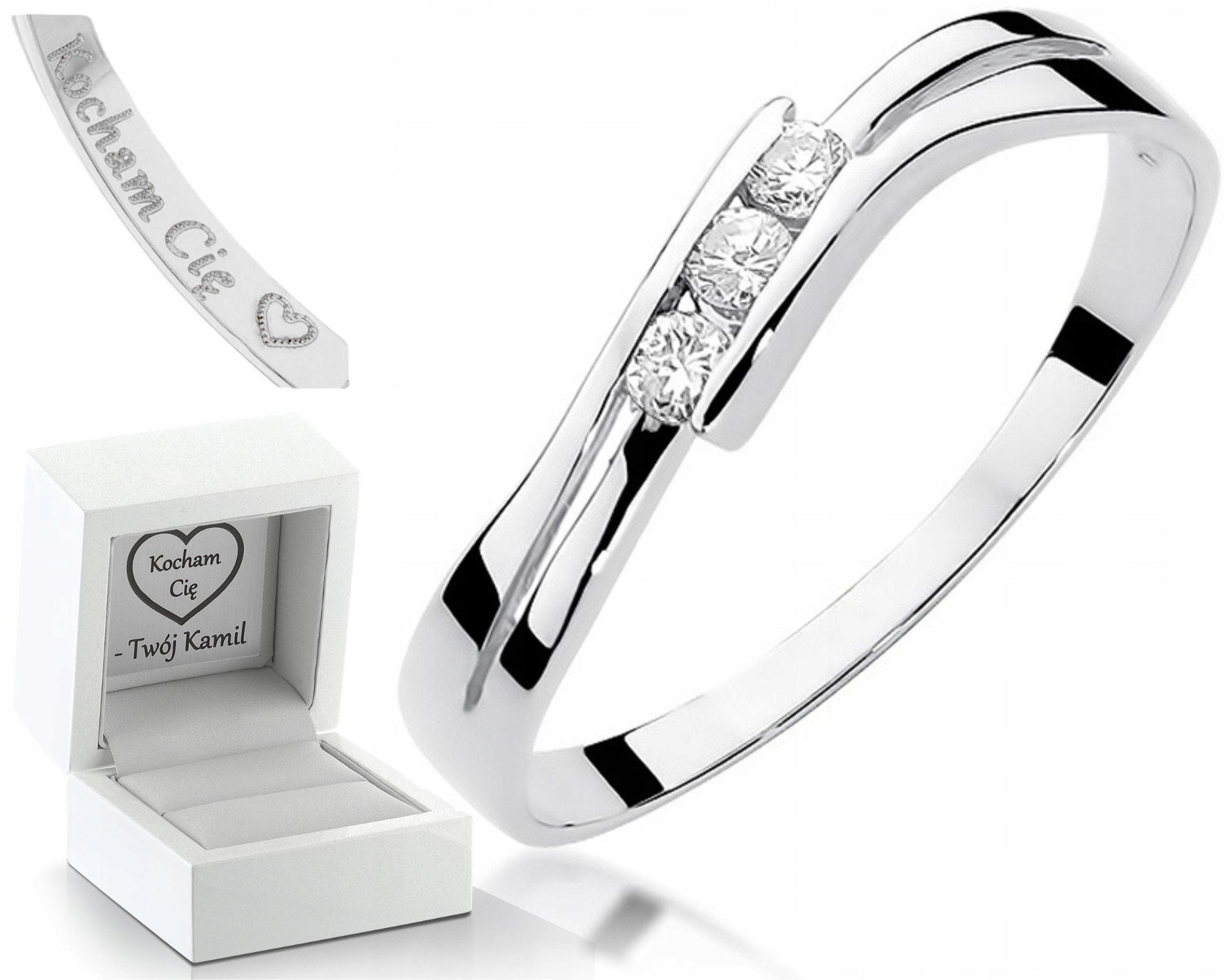 Prstýnek Brilianty Bílé Zlato 585 Gravírování Bonus Zásnubní Dárek