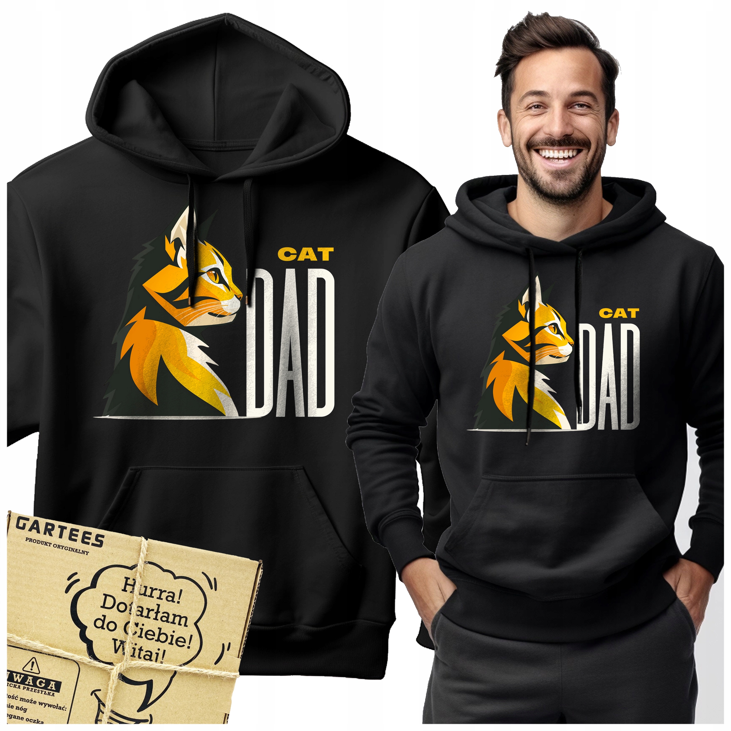 Pánská Mikina Kapuce S Potiskem Cat Dad Je Dárek Ke Dni Otců