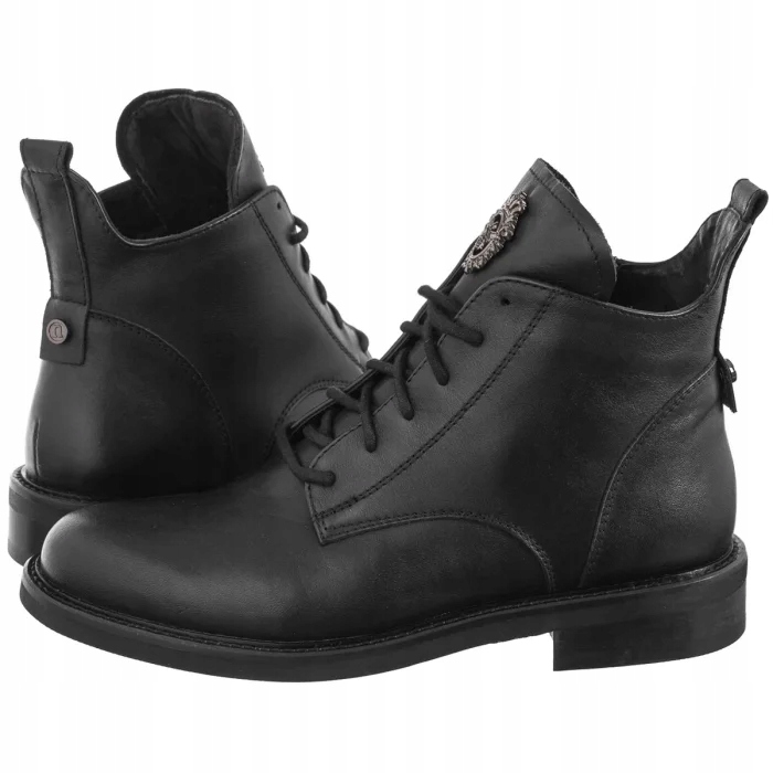 Kožené boty Kotníkové Boty Dámské boty Nessi Černé 62819 1