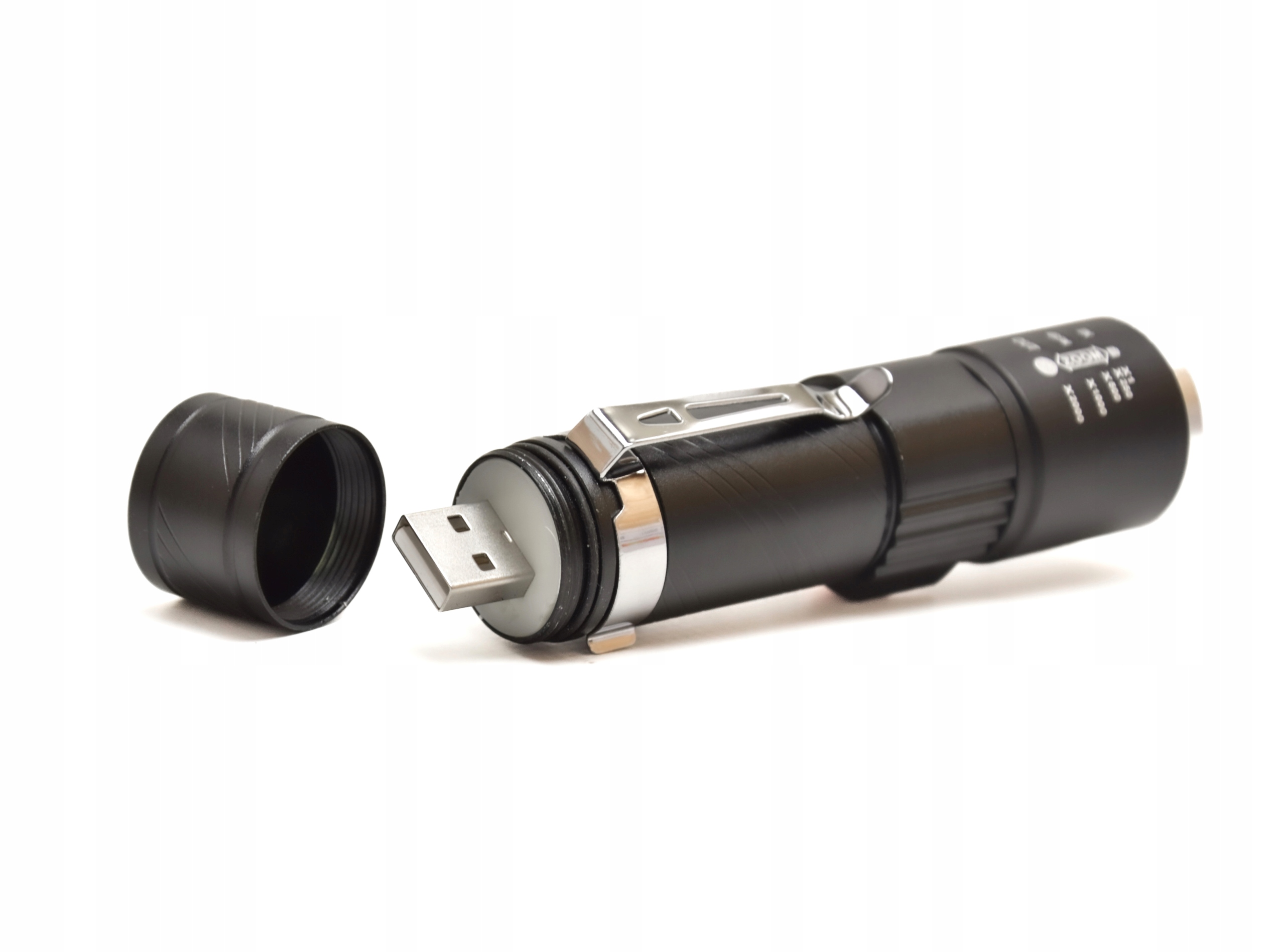 Mocna Latarka Led 6W Usb Akumulator Klips Zoom