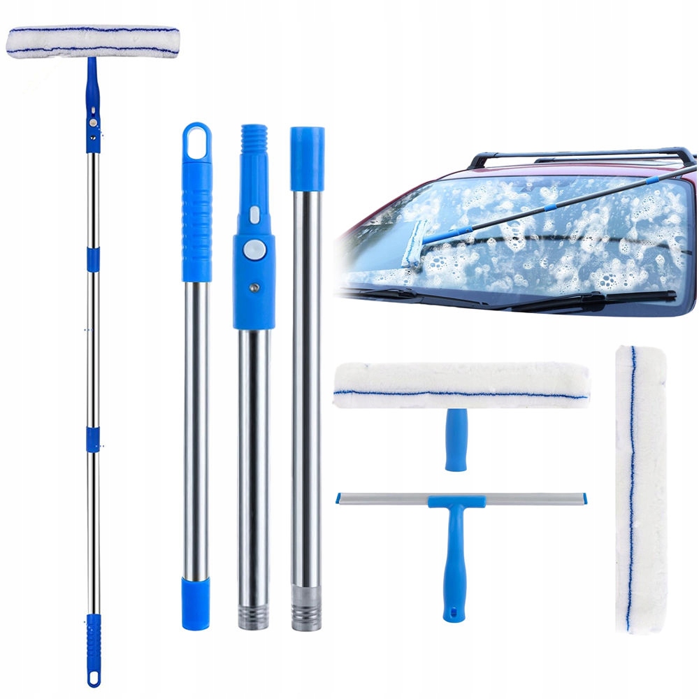 Levně Teleskopický mop 2v1 univerzální sada na čištění skel a podlah 120 cm