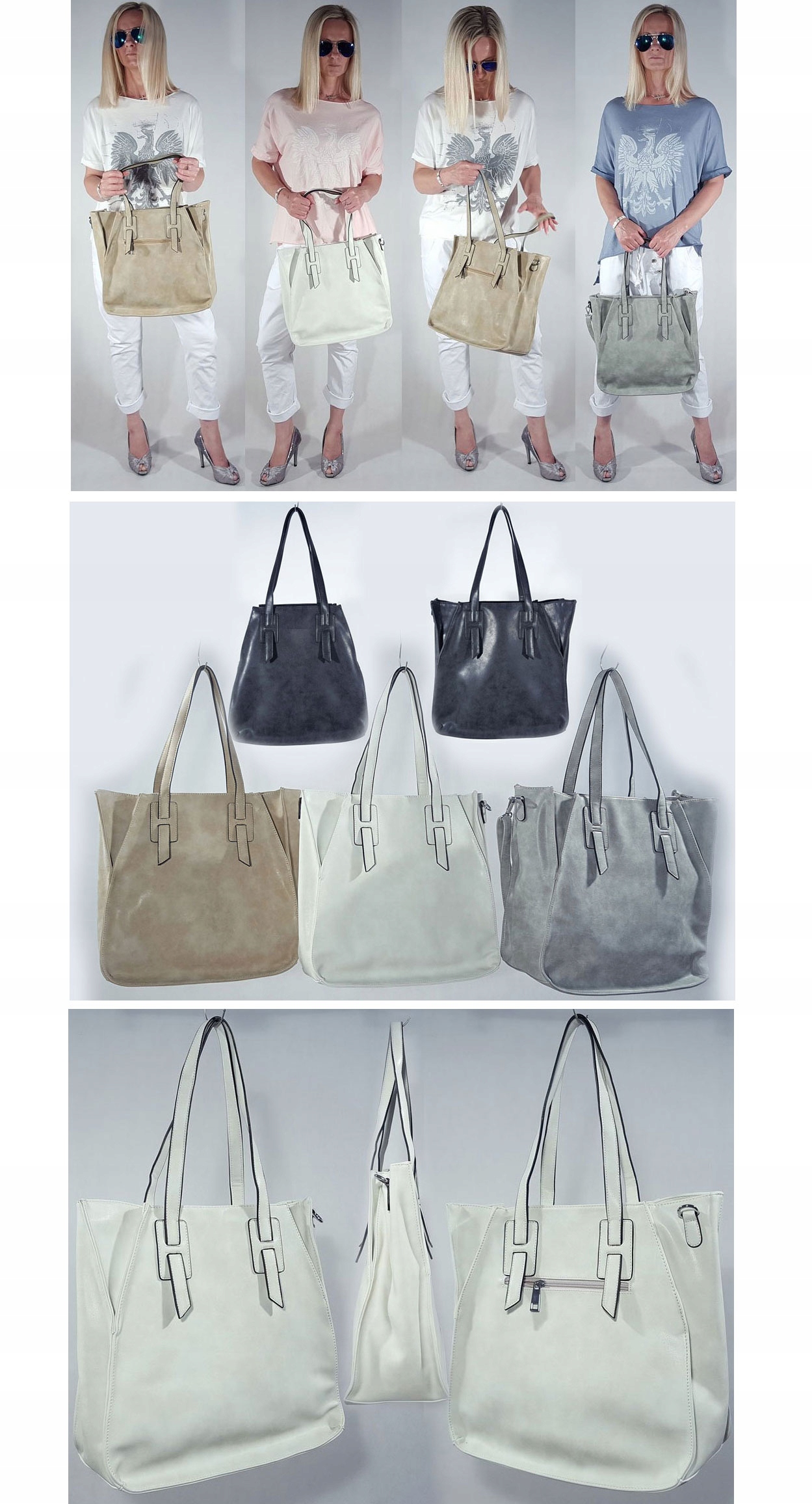 TOREBKA CELINA TORBA TRAPEZ DŁUGIE RĄCZKI PHANTOM Szerokość produktu 46 cm