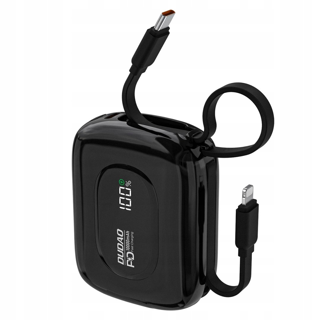 Powerbank Dudao K32 22,5W 10000 mAh z wbudowanym kablem USB-C/Lightning c