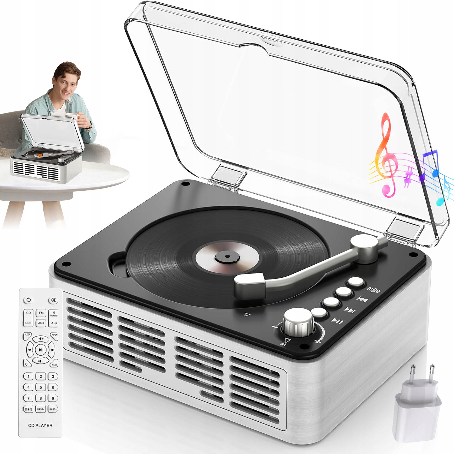 CD Domácí Přehrávač Bluetooth Fm Usb Aux Stereo Dálkové Ovládání Pro Rodinu 10W
