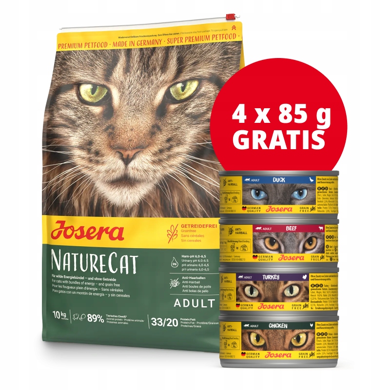 Josera bezobilné krmivo pro kočky NatureCat 10 kg