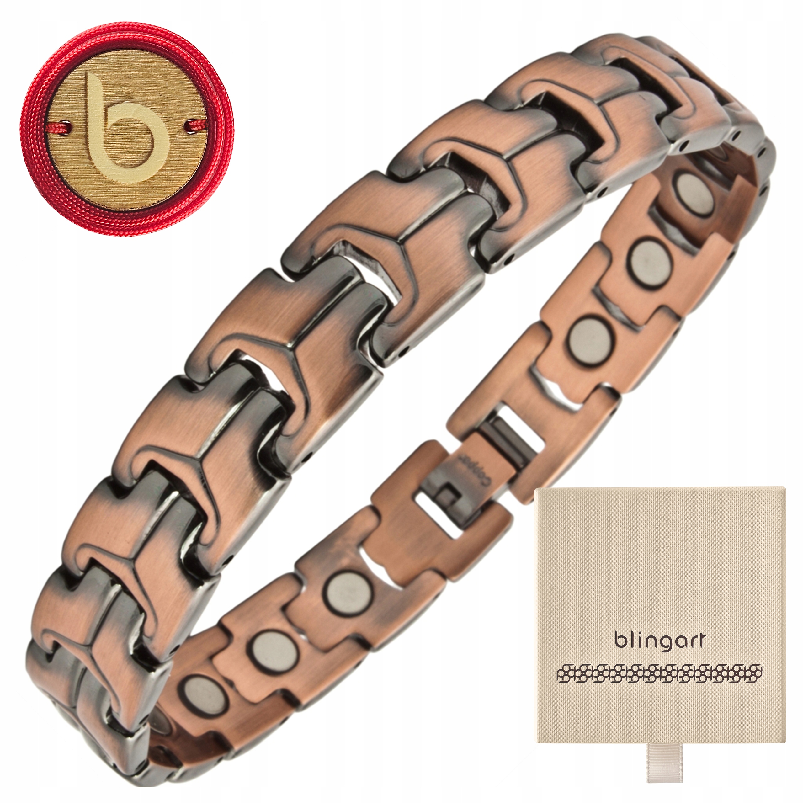 Měděný magnetický náramek pro muže, nastavitelný, Blingart
