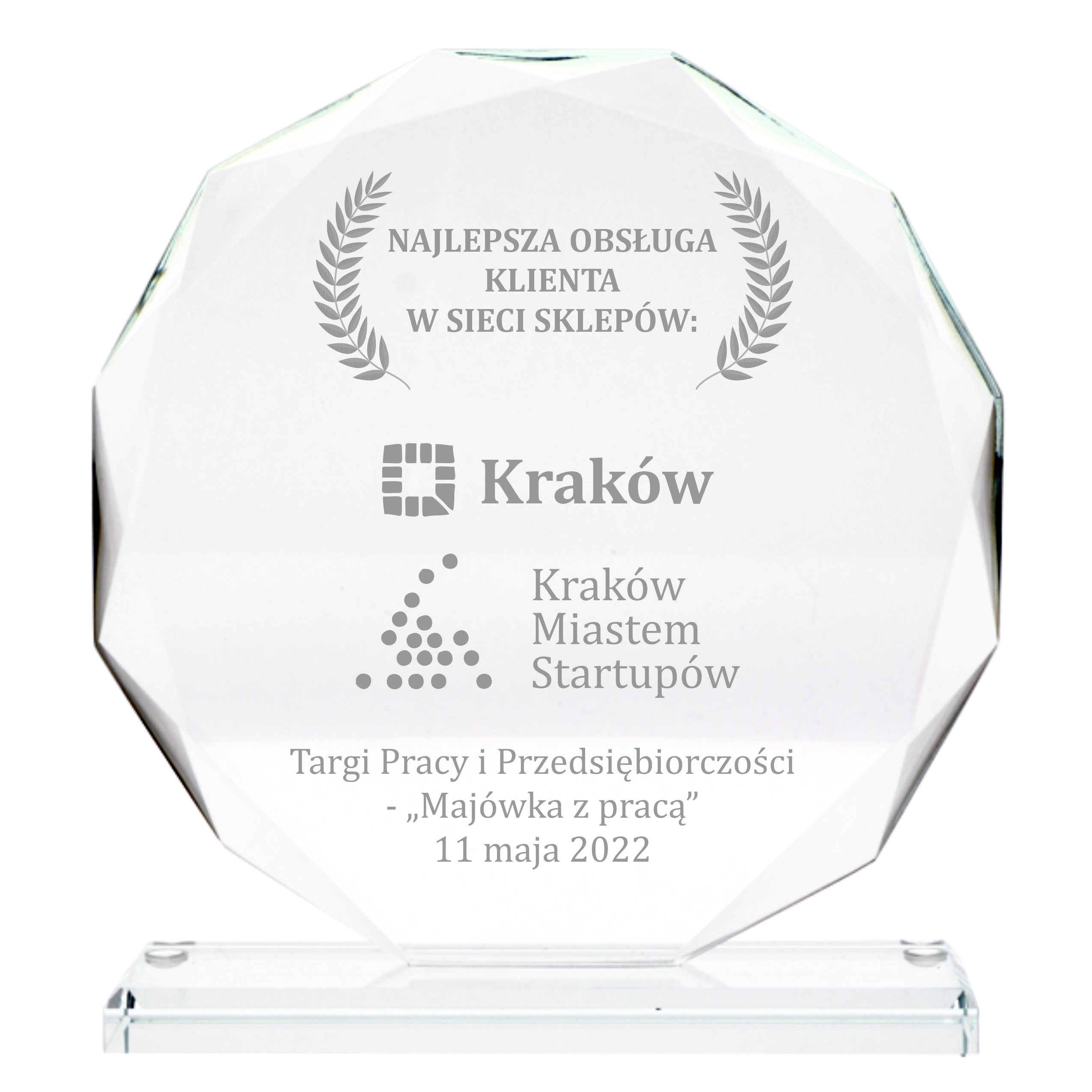 Statuetka z Grawerem Podziękowanie Szklana Statuetka 19cm z grubego szkła