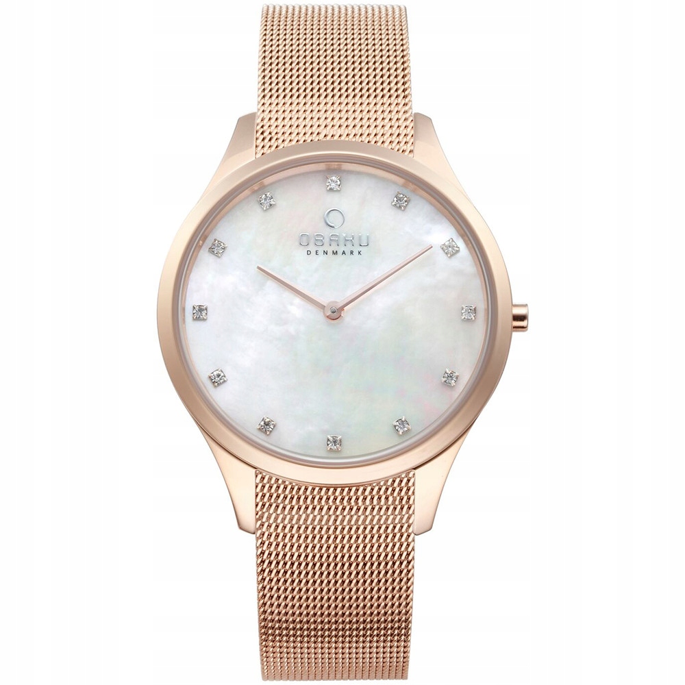 Dámské hodinky Obaku Denmark V217LXVWMV Zirkony růžové zlato