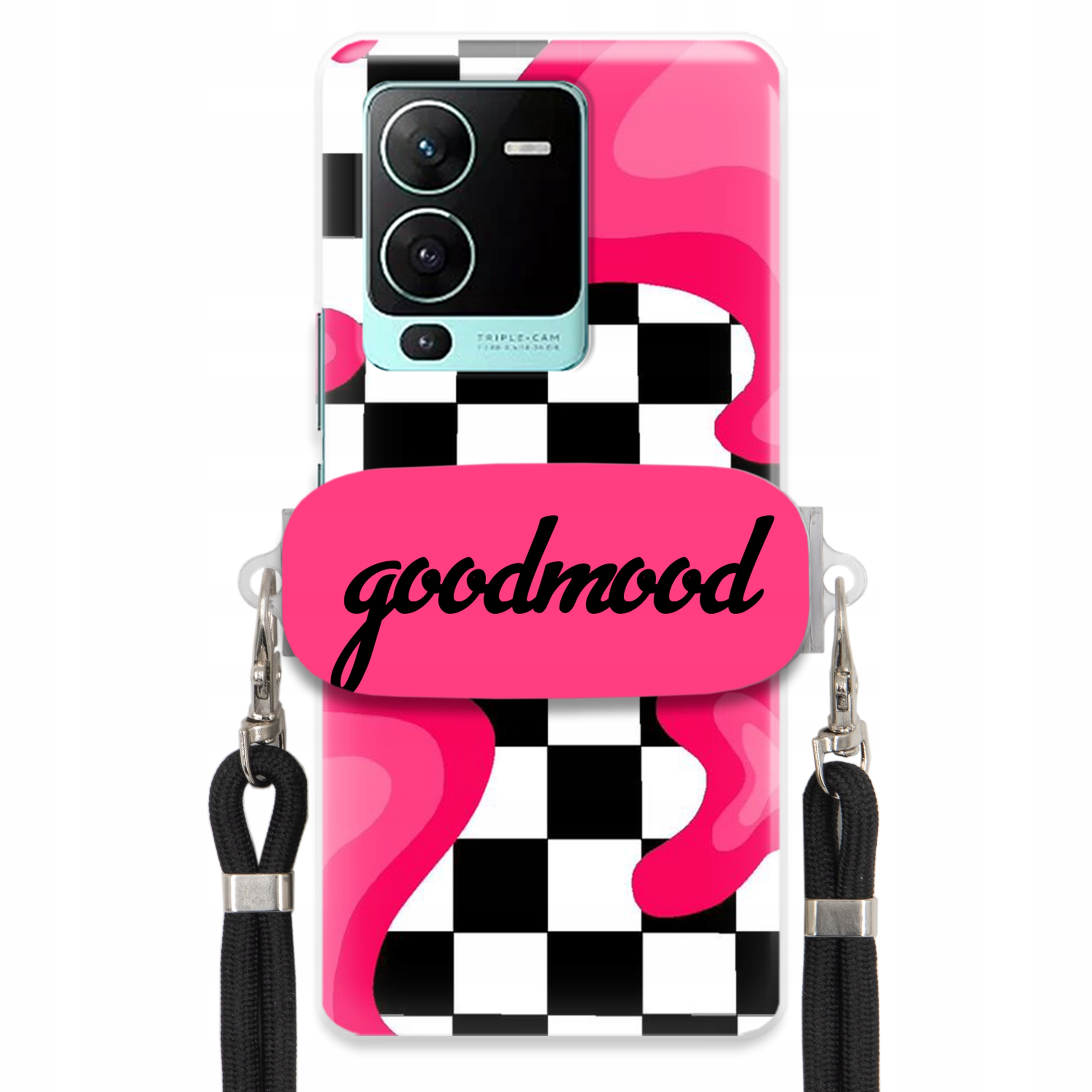 pouzdro na Vivo S15 Pro 5G Sada Case Držák Na Vodítko Černá For Teen Splash